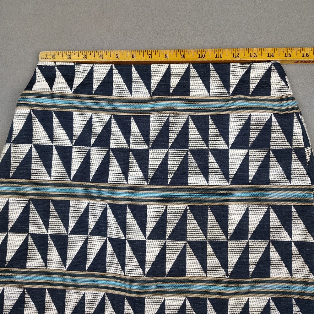 Ann Taylor‎ Pencil Skirt Women 4 Blue White Geometric Triangles Career New $89 - Picture 8 of 12
